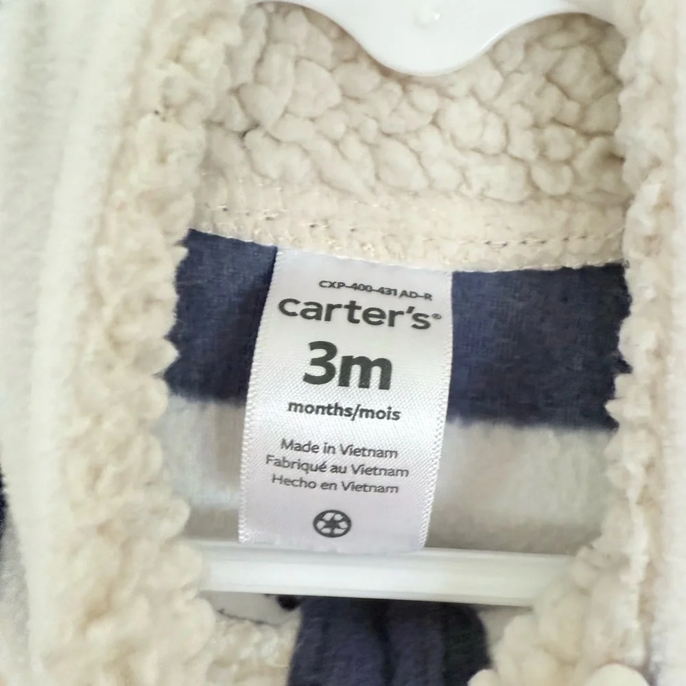 Carter's Cozy Navy & White Striped Baby Pullover - Size 3 months